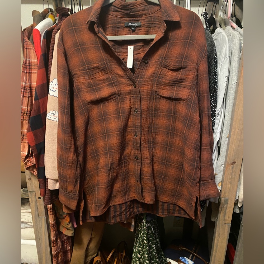 New With Tags Madewell Flannel Shacket Button Down